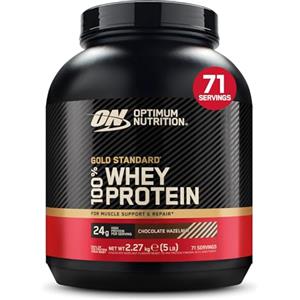 Optimum Nutrition Gold Standard 100% Whey Proteine in Polvere, 2.27kg | Chocolate Hazelnut, 71 Porzioni, 24 g di Proteine,BCAA, Pochi Zuccheri, Favorisce la Crescita e il Recupero Muscolare