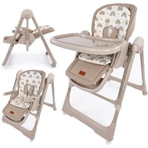 Twinly Seggiolone e altalena multifunzione 2 in 1 - Movity, Beige | Pieghevole, Reclinabile, Regolabile in Altezza, Imbracatura a 5 Punti, Vassoio Rimovibile