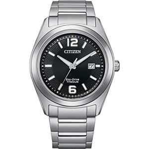 Citizen Orologio Analogo Eco-Drive Uomini con Cinturino in Titanio | Quarzo analogico, vetro di cristallo, impermeabile fino a 5 bar, data, cinturino Super Titanium