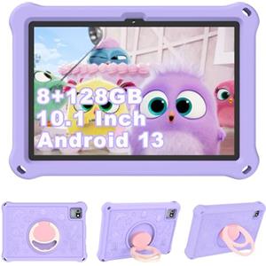 YOBWOK Tablet Bambini 10.1 Pollici, Android 13 Educativo per Bambini 8GB RAM 128GB Rom,Controllo Parentale,6000mAh,WiFi FHD 1280x800 per Tablet PC 3 a 6 Anni con Custodia,Viola