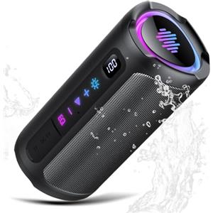 aowoka Cassa Bluetooth 5.4 Potente 20W, Doppio Driver Basso, 20H Autonomia, 7 RGB | Casse Bluetooth Portatile con 2 EQ Modalità+Display Digitale, Accoppiamento TWS, TF, Altoparlante Bluetooth da Esterno Feste