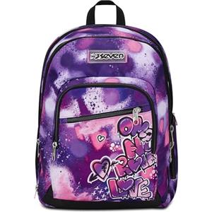 Seven Zaino Scuola Adavanced Detach, Viola, Bubble Street, Doppio Scomparto Con Tasca Staccabile Uso Zainetto, Tasca Porta PC, Tasca Porta Borraccia, Zaino Medie e Superiori, Bambina Ragazza