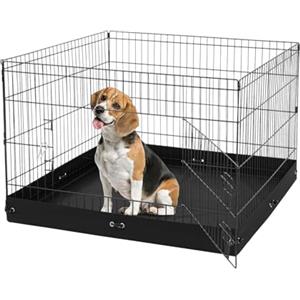 VEVOR Box per Cani, Confezione da 4 Pannelli 610 x 910 mm Recinto per Cani Pieghevole in Metallo per Interni Esterni con Porta, Tappetino in Tessuto Oxford 600D per Cani Gatti e Altri Piccoli Animali