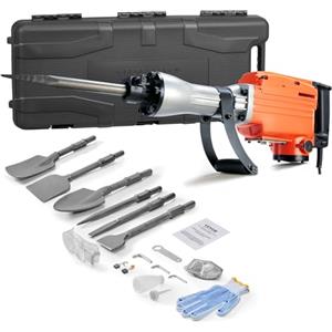 VEVOR Martello Demolitore per Calcestruzzo 2200W 6 Punte a Scalpello per 1400BPM, Kit di Martello Demolitore Elettrico 220V per Lavorazione su Cemento Mattoni Piastrelle Demolizione per Muro 66J 2200W