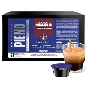 CAFFE MAURO TORREFAZIONE Caffè Mauro Torrefazione miscela PIENO, 100 Capsule Compatibili con Macchine Lavazza Blue, Espresso Morbido e Armonico, Intensità 9/10