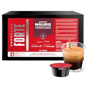 CAFFE MAURO TORREFAZIONE Caffè Mauro Torrefazione miscela FORTE, 100 Capsule Compatibili con Macchine Lavazza Blue, Espresso Intenso e Corposo, Intensità 10/10