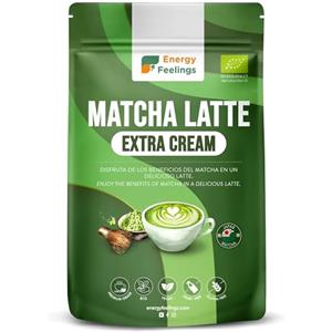 Energy Feelings Matcha Latte in Polvere Bio Extra Cream, Mix Bibita Vegetale con Tè Matcha Verde Biologico Premium Giapponese, Tè Solubile Istantaneo, Senza Glutine né Lattosio, 500g
