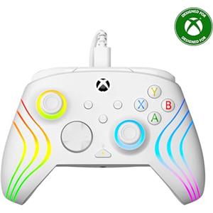 Turtle Beach Afterglow Wave Bianco Controller Gamepad RGB cablato - Con licenza per Xbox Series XS, Xbox One e Windows - Pulsanti programmabili, grilletti effetto Hall, controlli audio