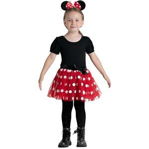Ciao-Topina Costume Travestimento (Vestito con Gonna Tutu Pois, Cerchietto con Orecchie) Bambina (Taglia 3-6 Anni) Kit, Colore Rosso, Bianco, Nero, 20523
