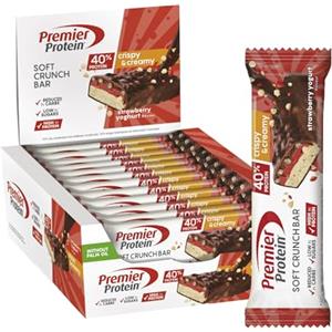 Premier Protein Soft Crunch Bar 40% Protein Strawberry Yogurt 12x40g - Hoher Proteingehalt + Low Sugar + Palmölfrei