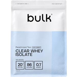 Bulk Clear Whey Isolate Meno Dolce | Tè Freddo alla Pesca | 20g di Proteine per Porzione | Basso Contenuto di Zuccheri | Gusto Fruttato | 86 Calorie | Assorbimento Rapido | Bevanda Proteica | 500g