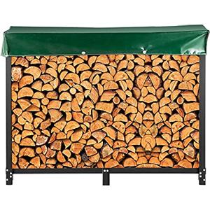 VEVOR Rack di Legna da Ardere Esterni Scaffale Porta-Legna da 244,5x36,2x122 cm, Capacità da 590 kg Legna da Ardere Log Rack in Acciaio Nero, Impilatore di Legno Scaffale Uso in Fattoria, Cortile