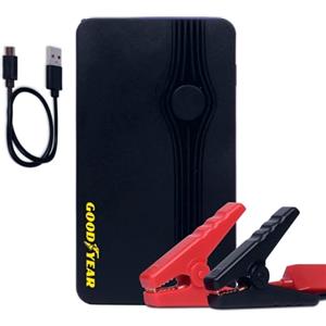 Goodyear, Booster Avviamento Auto/Moto 8000mAh, Jump Starter 12V, Avviatore di Emergenza per Diesel e Benzina, Formato Tascabile per Ripartenza Rapida, Morsetti Intelligenti Sicuri, Torcia LED SOS