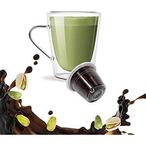 Kickkick Pistacchio Capsule Compatibili Nespresso (50PZ) Made in Italy Cialde di Caffè Aromatizzato Solubile al Gusto di Pistacchio per Macchina da Caffè Nespresso