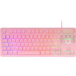Mars Gaming MK023, Tastiera Gaming TKL, Tecnologia Ibrida H-Mech, Illuminazione FRGB Rainbow, Anti-ghosting, Compatibilità Universale, Rosa, Lingua Spagnola