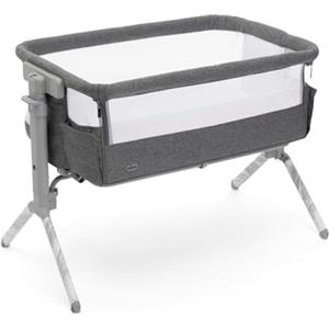 Chicco Next2Me Armonia, Culla Neonato Fianco Letto, Spondina Apribile, 11 Livelli di Altezza, Altezza Regolabile da 66 fino a 83 cm, 4 Ruote, Ottima Circolazione dell'Aria, Grigio Scuro Melange