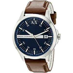 Armani Exchange Orologio da uomo, Movimento al quarzo con data a tre lancette e cassa da 46 mm con cinturino in pelle