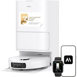 MOVA E40 Ultra Robot Aspirapolvere, Bianco | 19000Pa, Tecnologia Mocio MaxiReach, Spazzola Laterale Antigroviglio, Stazione All-in-One