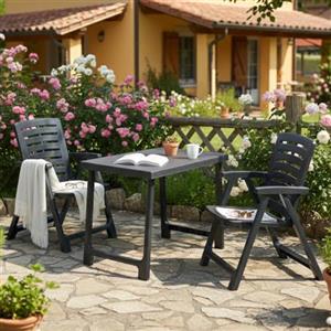 Dmora Set Salotto da Esterno Bitonto Nero Antracite 2 Posti Un Tavolino, Salottino Outdoor Set da Campeggio Bistrot Made in Italy