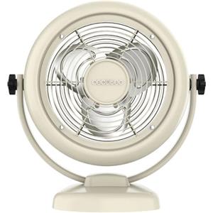 Cecotec - Ventilatore da Tavolo EnergySilence 800 RetroDesk Beige, Potenza 20 W, 8 pollici, Inclinazione regolabile, 3 pale aerodinamiche, 2 velocità, Base robusta e stabile