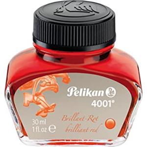 Pelikan 301036 Inchiostro Stilografico 4001, Flacone Di Vetro Da 30 Ml, Colore Rosso
