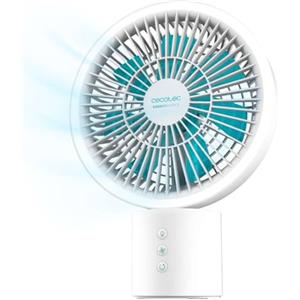 Cecotec - Ventilatore da Tavolo Portatile EnergySilence 8000 Portable Light Desk, leggero a batteria 8000mAh, 8 pollici, Anello LED, Oscillazione a 360º, Inclinazione regolabile, 4 velocità