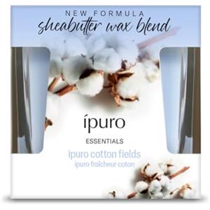 ipuro Essentials Candela Profumata COTTON FIELDS 125 g | in Vetro con Cotone, Vaniglia e Muschio - 23h Durata - Candela Decorativa per Soggiorno e Camera da Letto