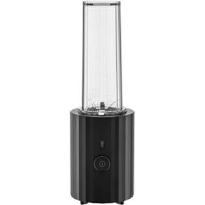 Alessi Plissé MDL17 B - Frullatore Personale di Design, in Resina Termoplastica, con Contenitori Graduati e Mini Tritatutto in PCTG, Spina Europea 380 W, 55 cl, Nero