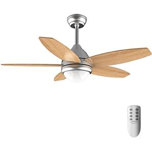 Cecotec Ventilatore da soffitto con luce EnergySilence Aero 495 55 W, diametro 42" con 5 pale reversibili, luce LED, telecomando, timer fino a 8h, 3 velocità