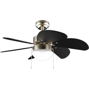 Cecotec - Ventilatore da Soffitto con luce EnergySilence Aero 365 Gold&Wood. 50 W, diametro 92 cm, 3 velocità, 6 lame reversibili, modalità inverno-estate, utilizzo semplice, interruttore a catena