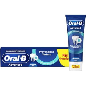 Oral-B Dentifricio Anti Tartaro Advanced Prevenzione 125ml | Dentifricio Anti Tartaro con Microgranuli Attivi, Clinicamente Provato, Pulizia Denti, Sapore Menta Fresca, Alito Fresco
