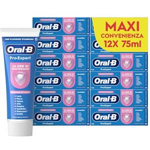 Oral-B Dentifricio Pro-expert Sensibilità, per Denti Sensibili, 12x75ml | Dentifricio Formato Convenienza per Denti Sensibili, Pulizia Denti Efficace, Alito Fresco, Sapore Eucalipto Menta Piperita