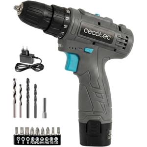 Cecotec Trapano a Batteria PowerForce 1000. 12V 2000mAh, 2 Velocità 400/1400rpm, Coppia 28Nm 20 Livelli, LED, Cambio Punta Senza Chiave, Ergonomico, Include Punte e Trapani per Lavoro Rapido e Preciso
