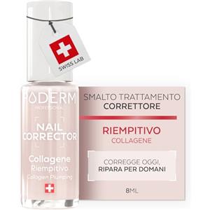 PODERM Smalto Trattamento Correttore & Perfezionatore - Collagene | Leviga, Attenua e Riempie Striature con Finish Gel Naturale - 8ml | Unghia Protetta Uniforme | Sviluppato da un Podologo in Svizzera