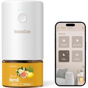 SenseFlow Diffusore di Oli Essenziali Wi-Fi SF101S - Ultrasuoni Senza Acqua Profumatore per Ambienti, 100% Vegetale, Aroma 120 Giorni, Luce LED, Ideale per Casa, Hotel e Studio - Neroli