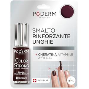 PODERM Smalto Rinforzante Unghie - Rosso Scuro | Ripara e Rinforza le Unghie Danneggiate e Indebolite da Smalti Semipermanenti | Biotina, Silicio e Cheratina | Sviluppato da un Podologo in Svizzera