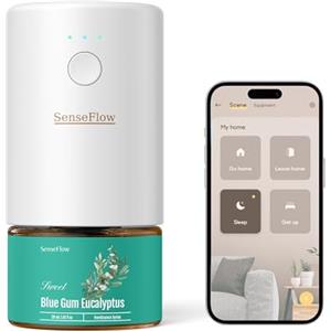 SenseFlow Diffusore di Oli Essenziali Wi-Fi SF101S Pro - Ultrasuoni Senza Acqua Profumatore per Ambienti, 100% Vegetale, Aroma 120 Giorni, LED, Ideale per Casa, Hotel e Studio - Eucalipto Blue Gum