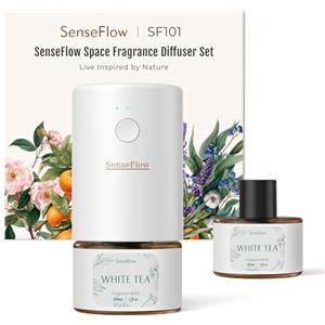 SenseFlow Diffusore di Oli Essenziali SF101 PRO Ultrasuoni Senza Acqua Profumatore per Ambienti, 100% Vegetale, Aroma Fino a 120 Giorni, LED, Ideale per Casa, Hotel e Studio - tè Bianco