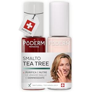 PODERM Smalto Cura per Unghie con Tea Tree - Rosso Allure & Rosa Cipria | Swiss Lab - 8ML | Arricchito con Silicio & Biotina | Purifica, Schiarisce & Nutre le Unghie Gialle | Creato da una Podologa