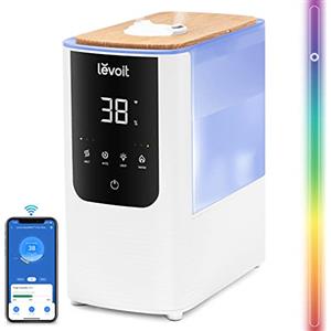 Levoit Umidificatore Ambiente Intelligente 6L per 45 ore e 40 m², Timer | Nebbia Calda e Fredda, Modalità Auto, Luce Personalizzata, Silenzioso a 26 dB per Neonati e Piante, OasisMist