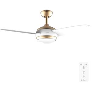 Cecotec - Ventilatore da Soffitto con luce EnergySilence Aero 4265 GoldWhite, 65 W, Diametro 106 cm con luce LED 18W, Telecomando, Temporizzatore programmabile, 3 Velocità, 3 Pale