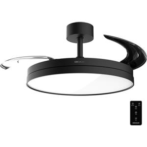 Cecotec Ventilatore da Soffitto con Luce con Pale Retrattili EnergySilence Aero 2440 Invisible Pure Black. 30 W, Motore DC, Telecomando, Timer 6 h, 6 Velocità, Funzione Inverno-Estate, Aria Silenziosa