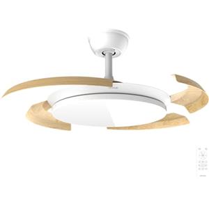 Cecotec Ventilatore da Soffitto Luce e Pale Retrattili EnergySilence Aero 4500 Puzzle Invisible White&LightWood. 30W, Motore DC, 42", LED, Telecomando, Timer, Estate/Inverno, Relax Totale
