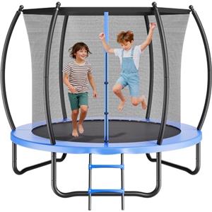 VEVOR Trampolino da Esterno, Trampolino Ricreativo da 2440 mm, Trampolini Approvati ASTM Antiruggine con Rete di Protezione e Imbottitura Ispessita, Capacità di Peso Massima di 120 kg