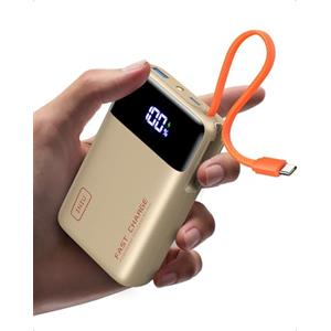 INIU Power Bank, Piccolo 20000mAh 45W Ricarica Rapida Caricatore Portatile | Cavo USB C Integrati, Sicuro in Aereo, Essenziale da Viaggio, Powerbank per iPhone 17 16, Xiaomi, Samsung, iPad ecc