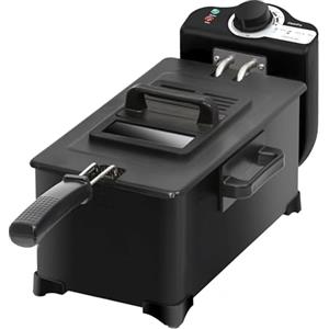 Cecotec Friggitrice elettrica 3L Cleanfry 3L Black. 2000 W, acciaio inox con filtro OilCleaner, laccato nero, coperchio con finestra e filtro antiodore