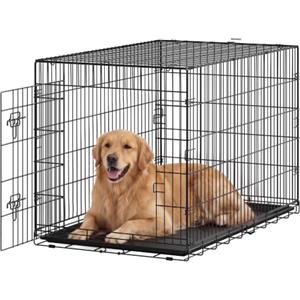 Feandrea Gabbia per Cani, 1 Porta, Pieghevole, 122,5 x 74 x 80 cm | Box Cani per Interno in Metallo con Vassoio, Montaggio Senza Attrezzi, Nero Inchiostro, Collezione Dack, PPD014BH01