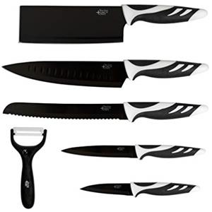 Cecotec Set di 6 coltelli da cucina di fascia alta Coltelli professionali Swiss Style Colore: bianco o nero Swiss Chef di (nero)
