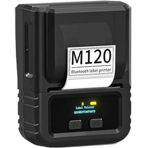 CCZRD Macchina For Etichette Termiche Bluetooth For Etichettatrice M120 Stampante For Codici A Barre Larghezza Di Stampa 50mm For Piccole Imprese QR Al Dettaglio Stampa Veloce Nitida Ogni Etichetta(Black)