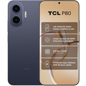 TCL Smartphone TCL P80 5G Design sottile 6,83 AMOLED OIS 50MP 256GB Blu notte | Design sottile, fotocamera OIS da 50MP, display 1.5K AMOLED, ROM 256GB, RAM 24GB